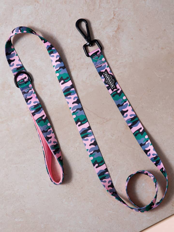 Camo QT Pink Dog Leash for wholesale by Ruffhaus NYC