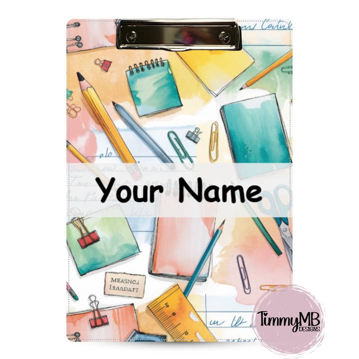 School Supplies: Watercolor - Custom Clipboard for wholesale by TimmyMB Designs