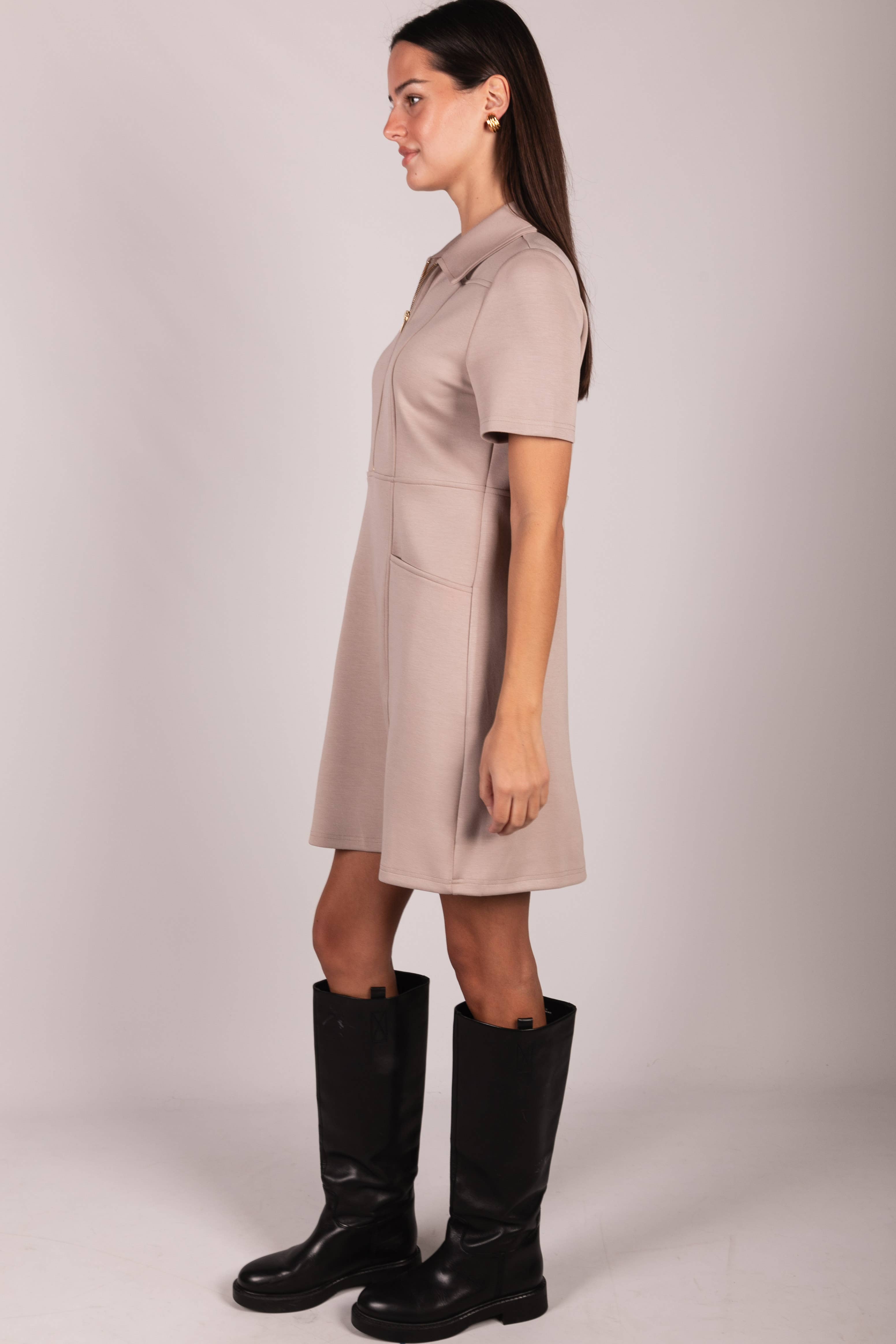 P. CILL - Wholesale Dress - Women's - P. CILL Butter Modal Quarter Zip Short Sleeve Dress20