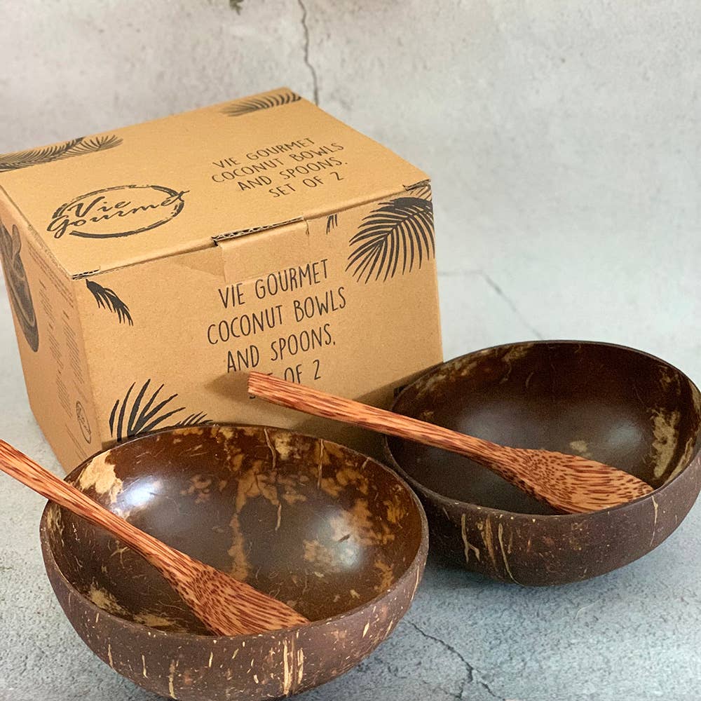 VIE - Vendita all'ingrosso Insalatiera - Set Premium di 2 Ciotole e Cucchiai in Noce di Cocco Sigillati12