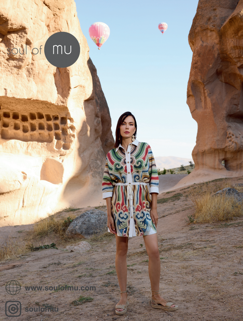 SoulofMu – Engroshandel Kjole - Dame – Kimono-skjortekjole i linnedblanding – Tunika med knaplukning1