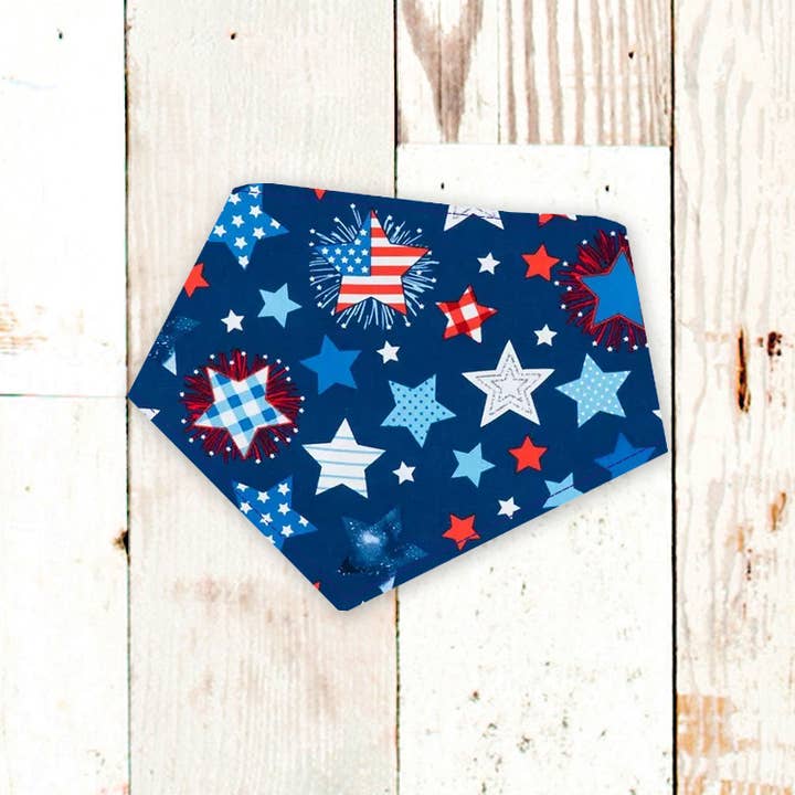 BibbyBubby - Wholesale Pet Bandana - Dog - Patterned Stars Dog Bandana (USA, Patriotic, 4th of July)