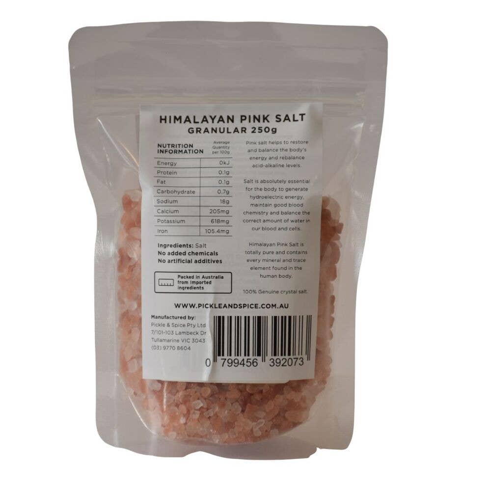 Pickle and Spice – wholesale Salt – Pickle & Spice Granular Pink Himalayan Salt 250g Per Packet1