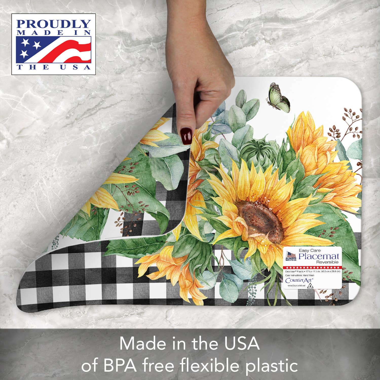 CounterArt/Highland Home/Thirstystone/CoasterStone – wholesale Placemat – Sunflower Fields Reversible Rectangular Plastic Placemat1