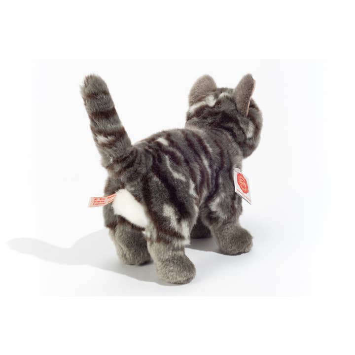Teddy Hermann – Peluche - Crianças e bebés por atacado – Gato em pé tabby cinza 20 cm - brinquedo pelúcia - brinquedo macio4