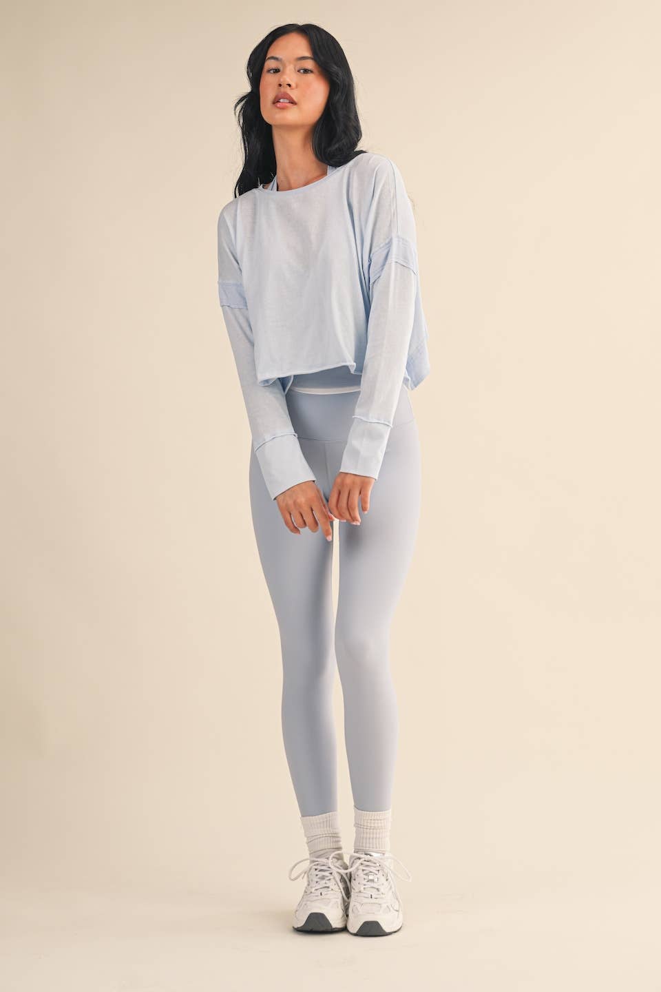 KIMBERLY C - Wholesale Athletic Top - Women's - Cotton Slub Cutout Back Long Sleeve Layering Top15