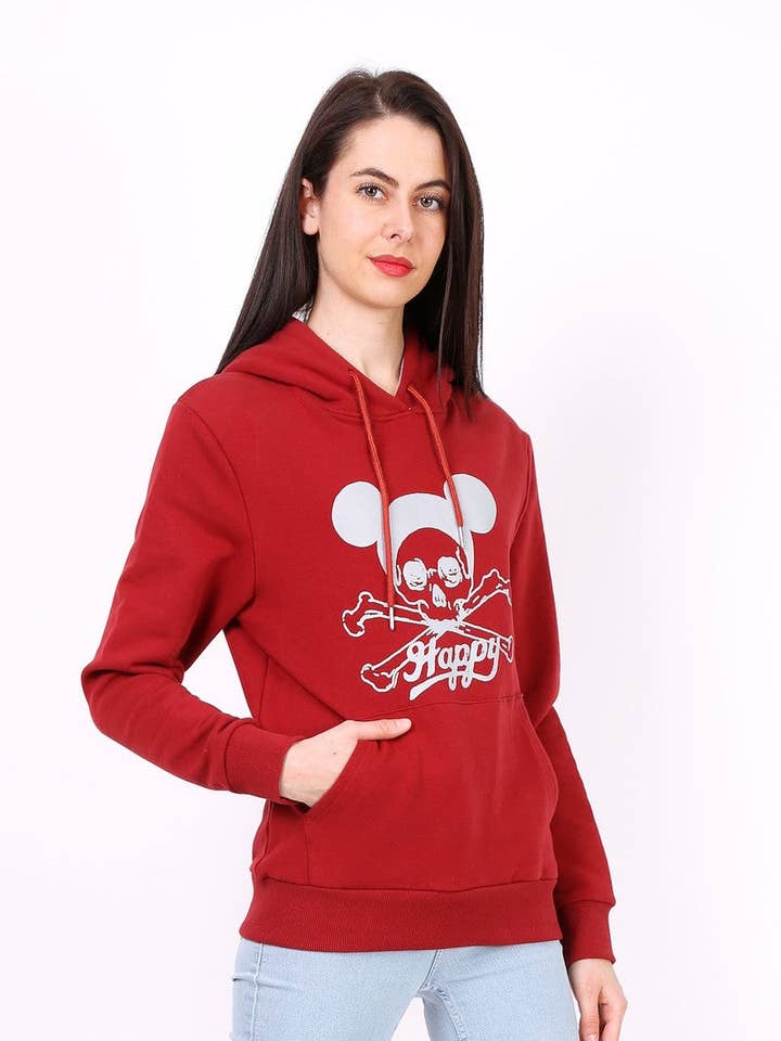 HAPPY red hooded sweatshirt for wholesale by MACMAX