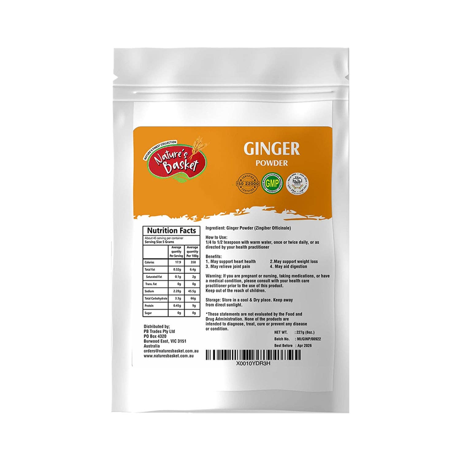 Natures Basket - Wholesale Protein/Superfood Powder - Nature's Basket Ginger (Zingiber Officinale) powder 227g1