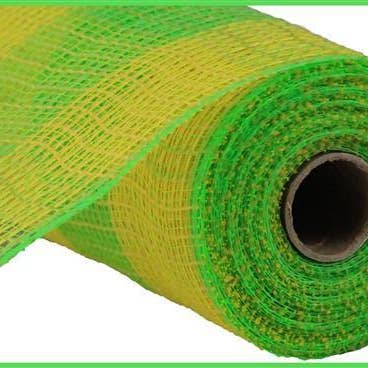 10.5"X10Yd Faux Jute/Pp Large Check Yellow/Fresh Green RY831 for wholesale by DecoExchange