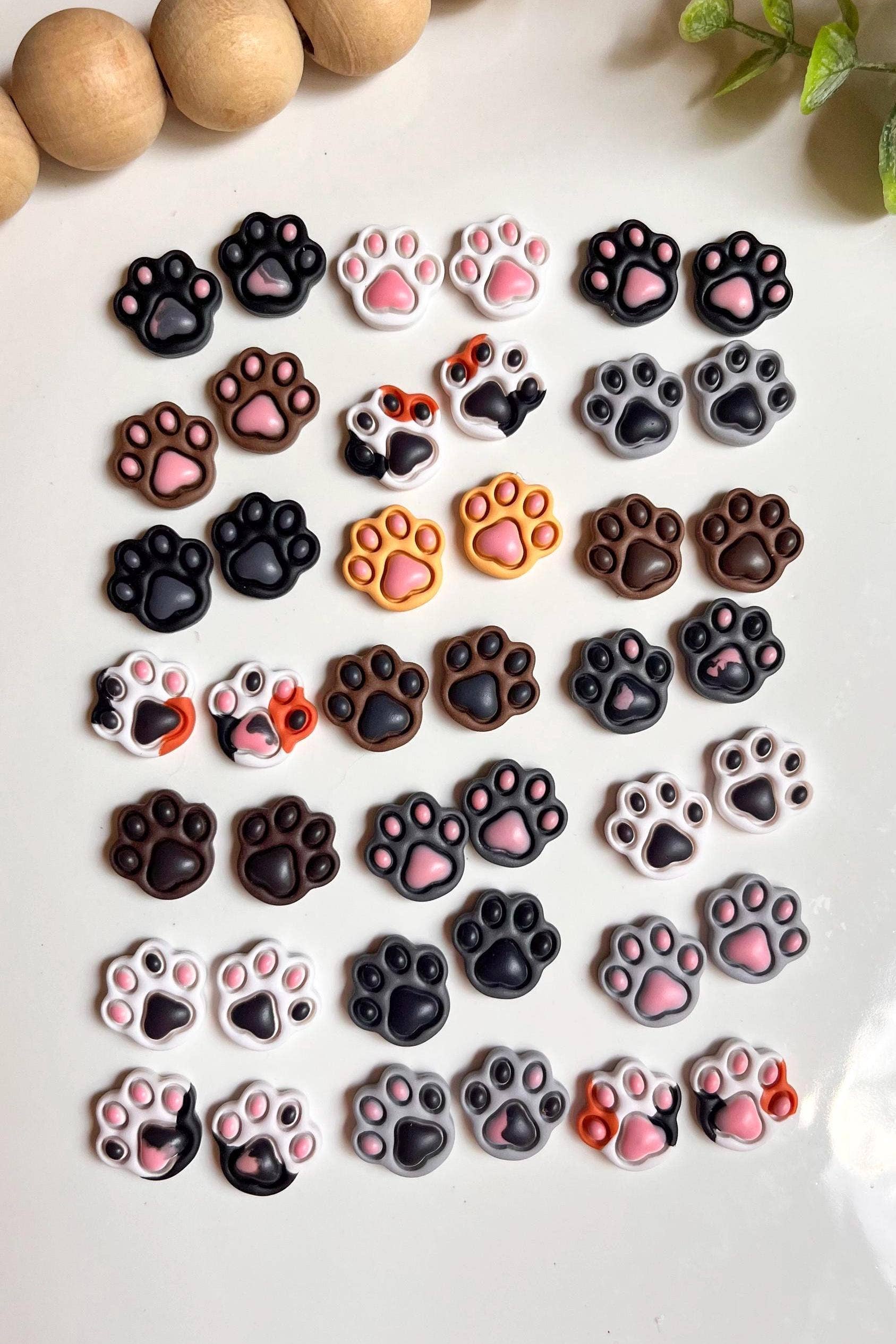 WanderingCalicoClay - Wholesale Stud/Post Earrings - Cat Paw Print Clay Stud Earrings for Cat Lovers9
