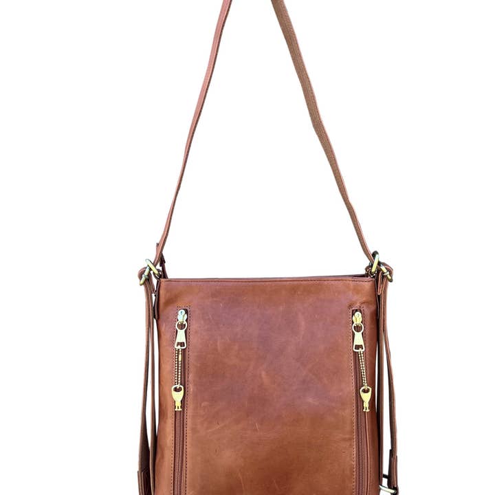 Roma Leathers, Inc. - Wholesale Crossbody Bag - Women's - Waxed oil cowhide leather crossbody backpack 7