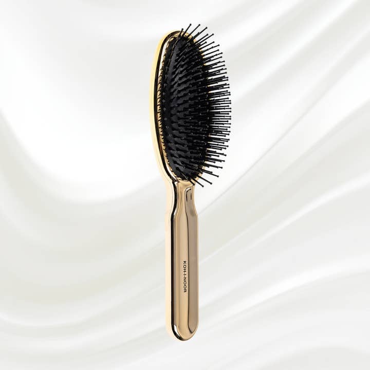 Metalli Pneumatic Oval Nylon Pin Hairbrush, Gold for wholesale by Koh-I-Noor