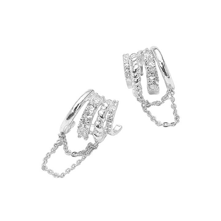 Sensibling Corp. - Wholesale Cuff/Wrap Earrings - Rhinestone Paved Chain Design Cuff Earrings5