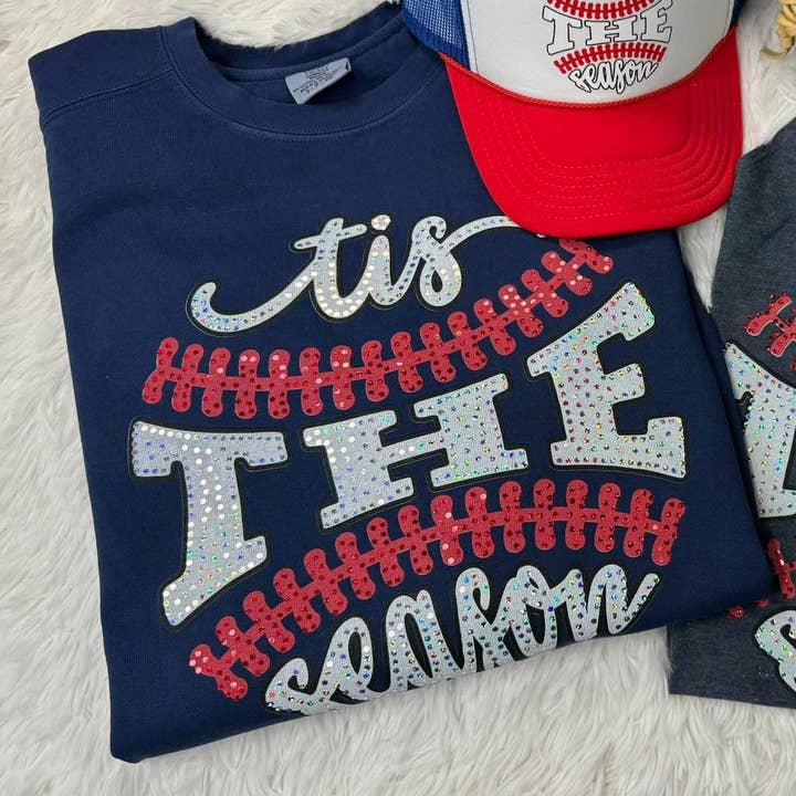 Tis The Season Baseball Spangle Comfort Colors for wholesale by MidWest Tees