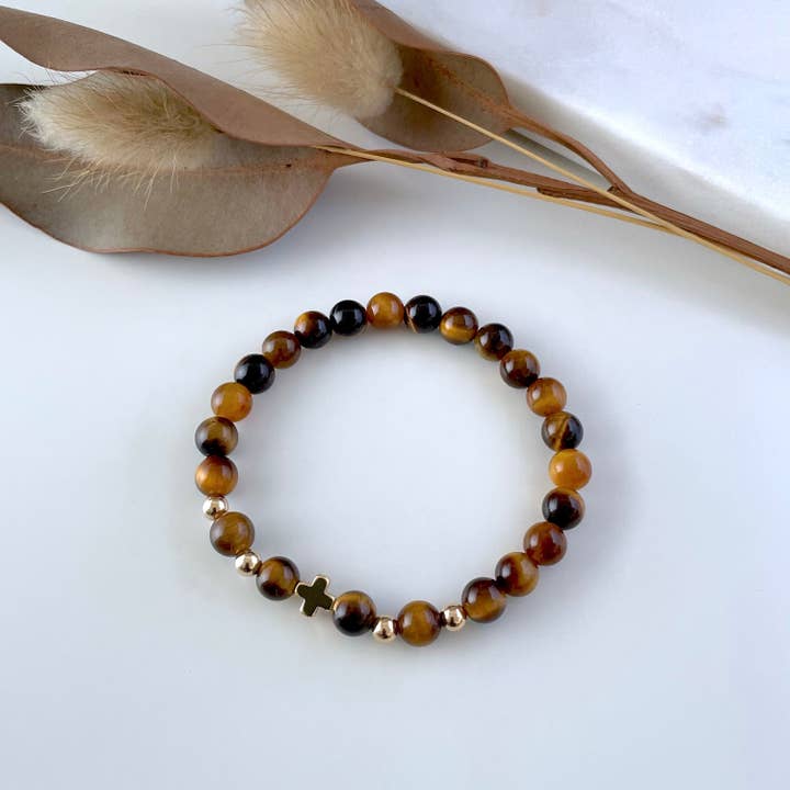 Grace Bracelet with Tiger Eye & 14k Gold for wholesale by Ann Saint James