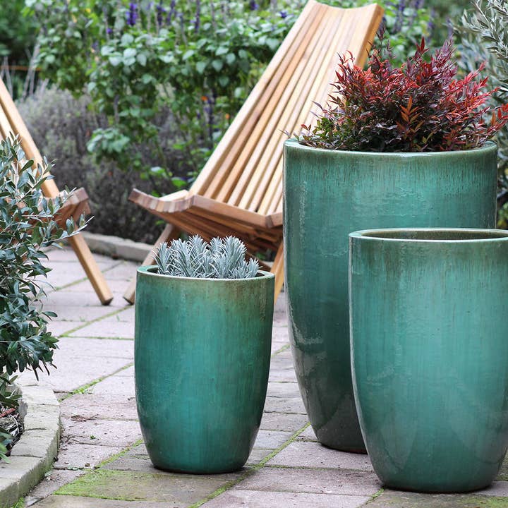 Pacific Home & Garden - Wholesale Plant Pot - Mid Height Barrel Planter, Green Stream