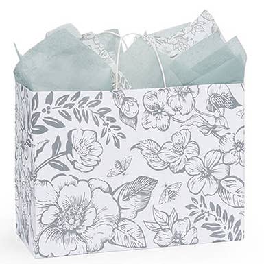 Nashville Wraps - Wholesale Gift Bag - Timeless Floral Gray Gift Bags