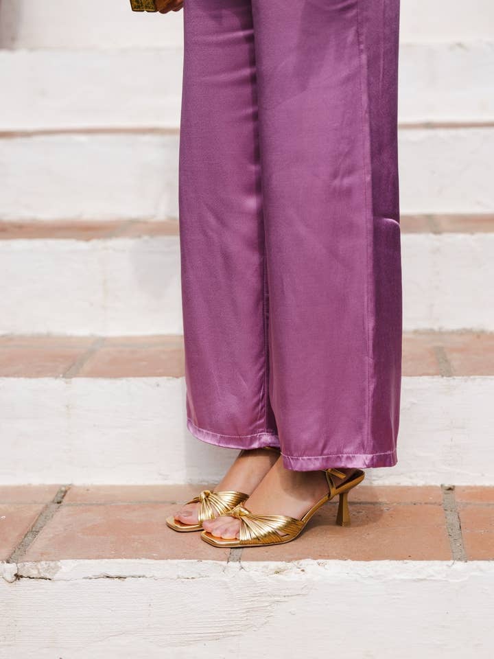 GOLDEN Gold knot heel sandal for wholesale on Faire