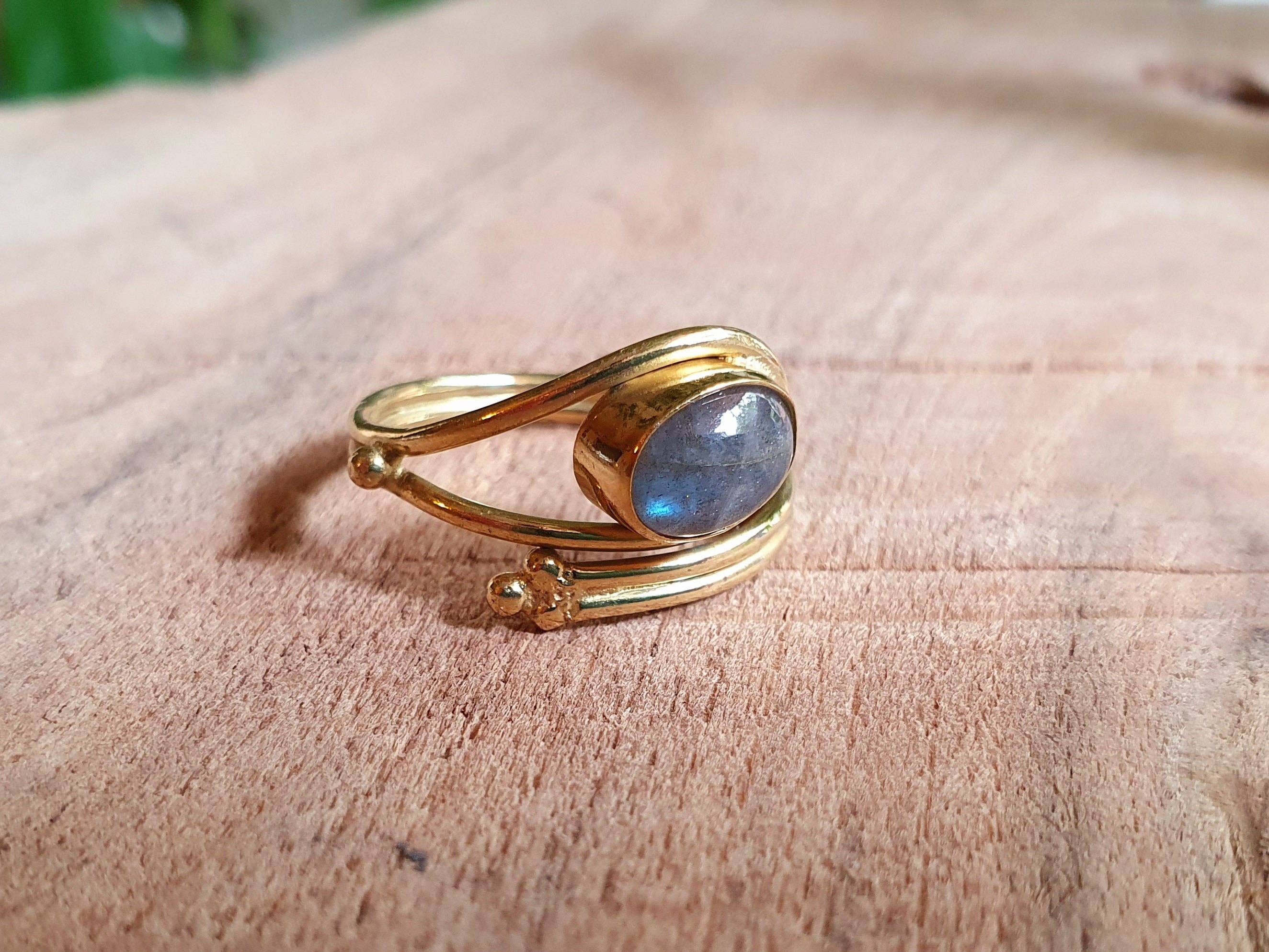 Kaali Boutique - Wholesale Multi-Stone Ring - Adjustable Labradorite Ring Ethnic style Brass / Boho /  Bohemian / Psy / Rustic / Tribal / Gypsy / Festival / Healing / Festival6