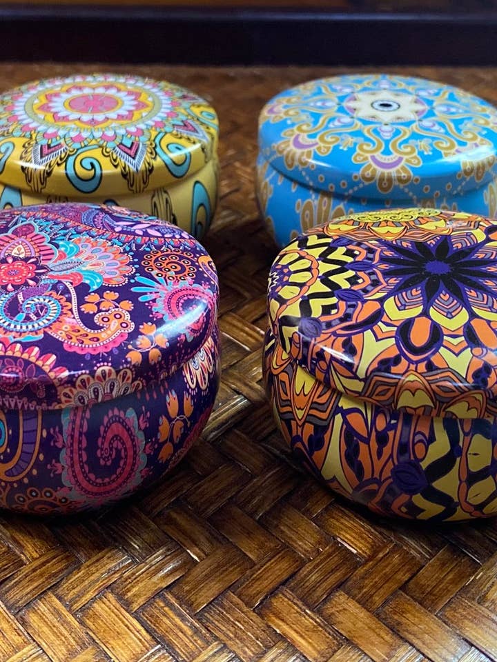 Beehive Beeswax Candles 2.2 ounce in Decorative Tin for wholesale by Queen Bee Remedies LLC