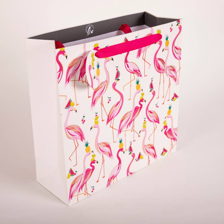 Sara Miller Pink Birds/Flamingos Large Gift Bag for wholesale by Penny Kennedy Ltd