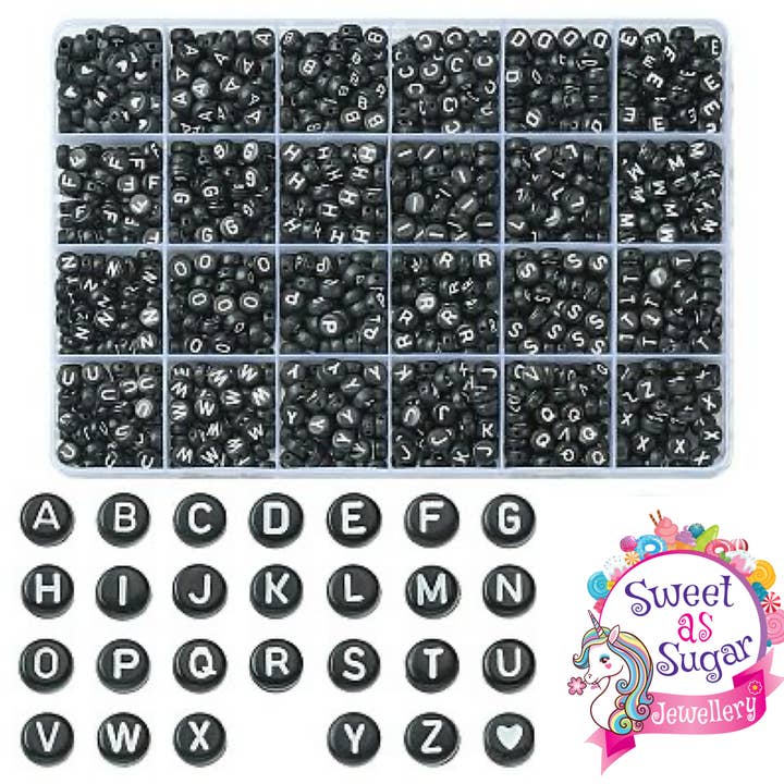 Jewellery Making Kit Large A-Z Black alphabet for wholesale by Sweet As Sugar Jewellery