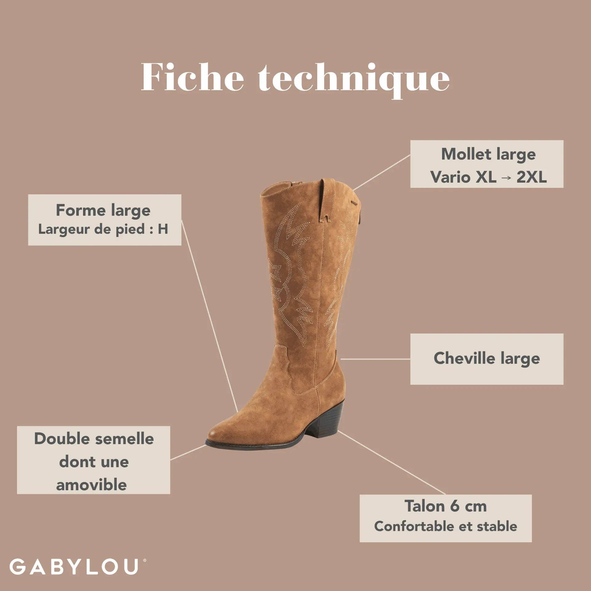 Gabylou - Wholesale Boots - Women's - VARIO Boots 2XL/3XL for wide calves - Irina Model12