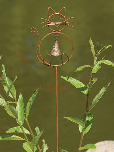 Flamed Cat w/Bell Garden Stake for wholesale by Ancient Graffiti