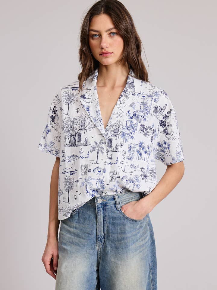 Chemise à manches courtes imprimée Milano pour la vente par FLAT WHITE