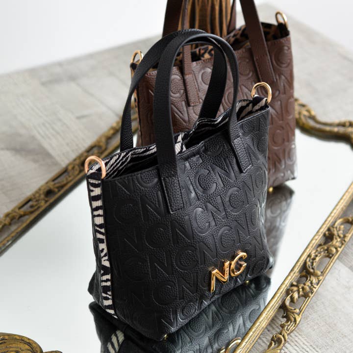 NOCO - Wholesale Top Handle Bag - Women's - Black Animal Print Cube4