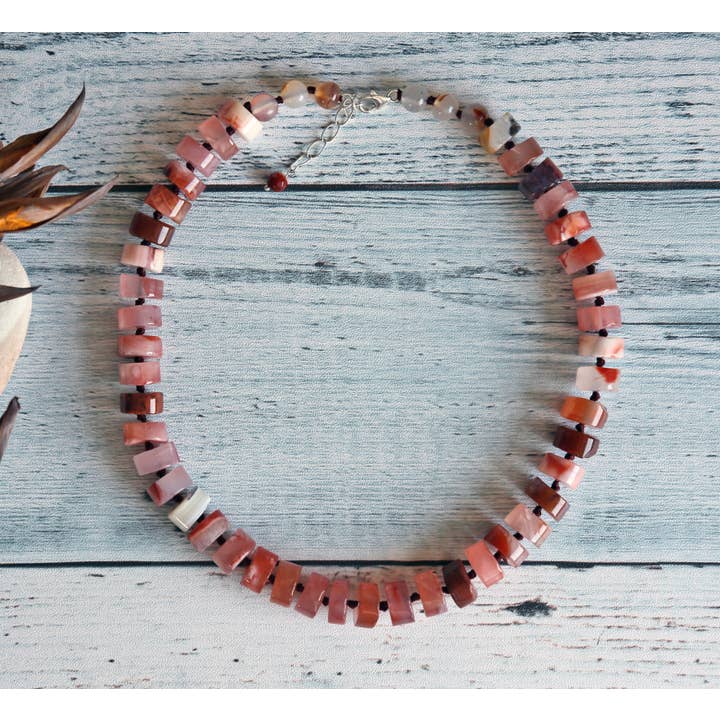 Button Shape Gem Red Jadeite Necklace for wholesale by IST Jewelry