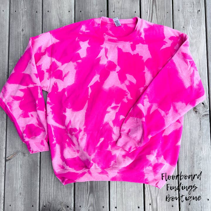 Floorboard Findings - Wholesale Sweatshirt - Women's - Bleached Heliconia (Hot Pink) Fleece Pullover