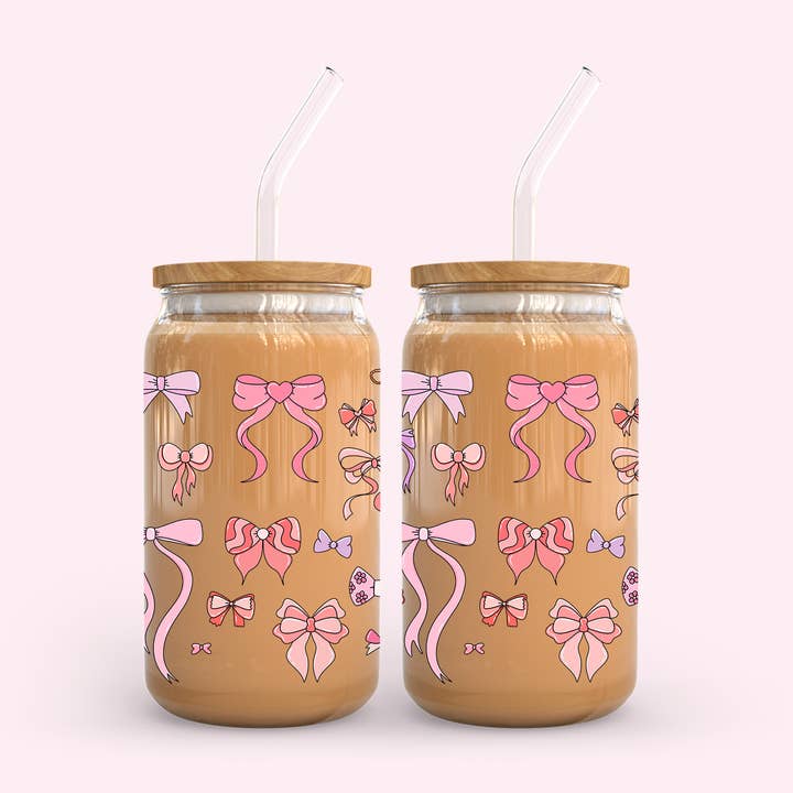 Bicchiere in vetro Girly Bows per la vendita all'ingrosso da parte di amarieacreates