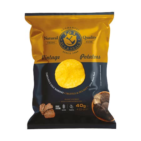 Potatoes Chips Tartufo e sale marino 20 pz x 40 gr per la vendita all'ingrosso da parte di Fox Nut&Snack