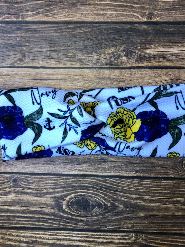 US Navy Women's Floral Headband in Bullet Fabric for wholesale by South Coast Sewn