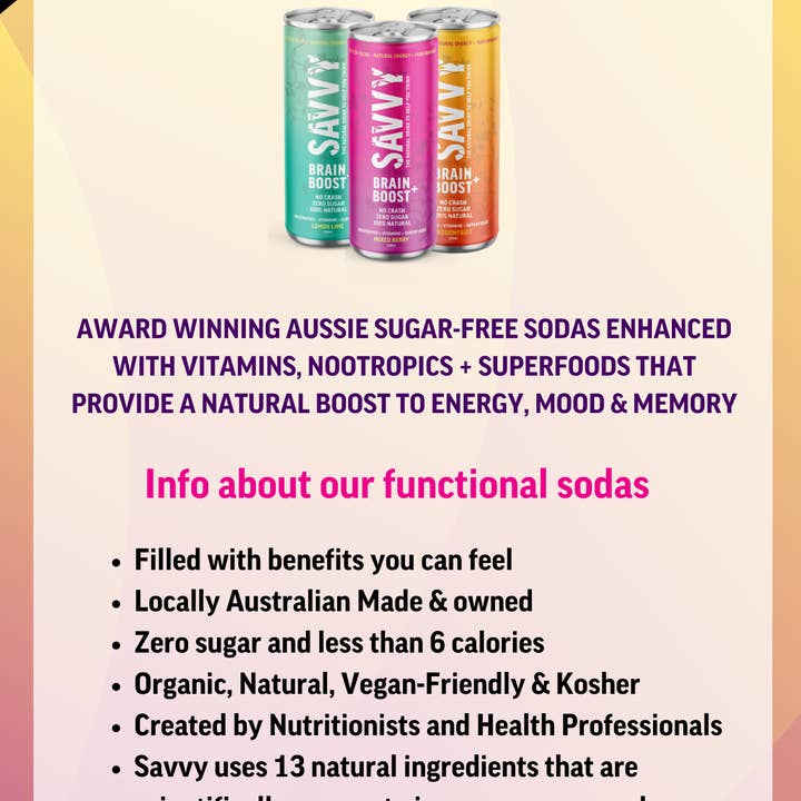 SAVVY BEVERAGES - Wholesale Sports/energy drink - Savvy Brain Boost+ Energy Vitamin Drink16
