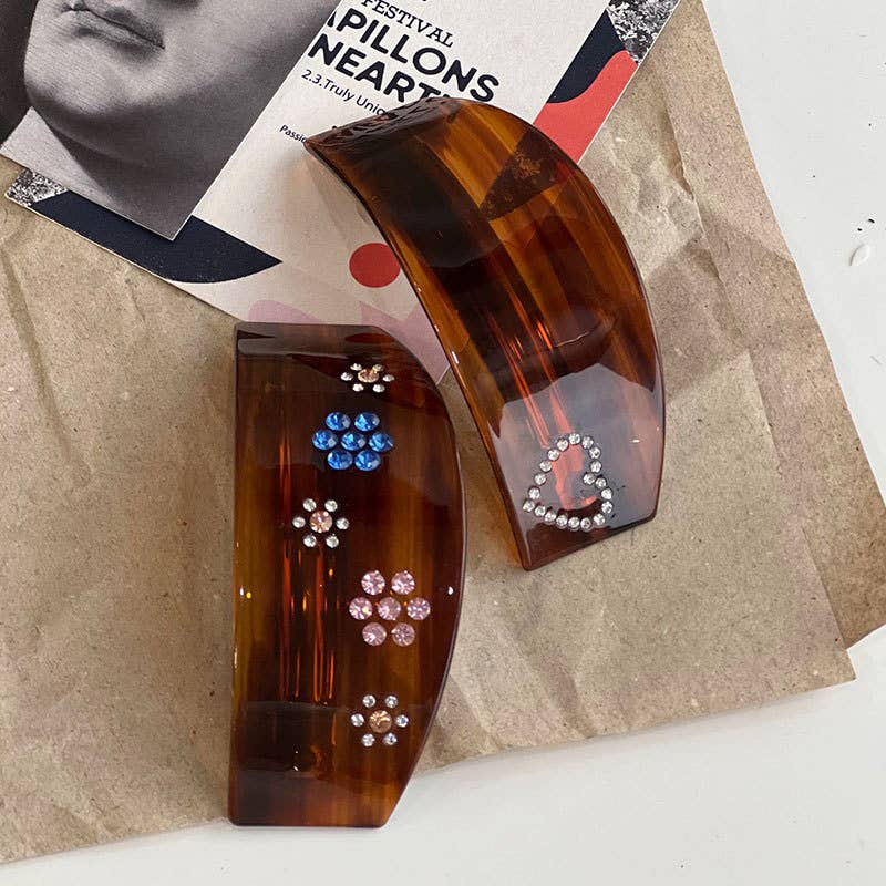 LadyJuneAccessories - Wholesale Barrette - Women's - Tortoise Shell Crystal Barrettes – Retro Hair Clip3