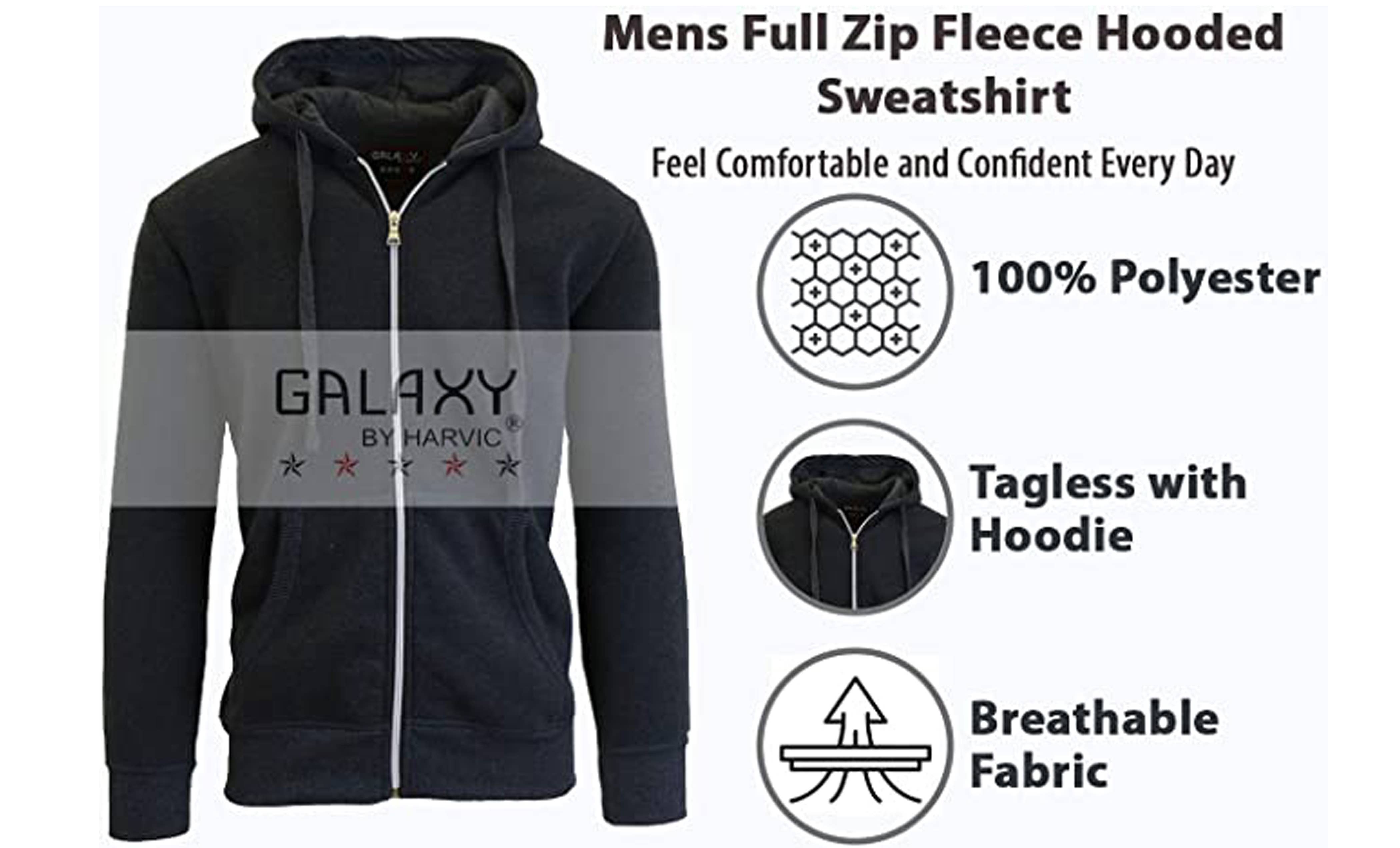 Galaxy By Harvic – Engroshandel Hættetrøje - Herre – Galaxy By Harvic herre hættetrøje med fleecefor og fuld lynlås3