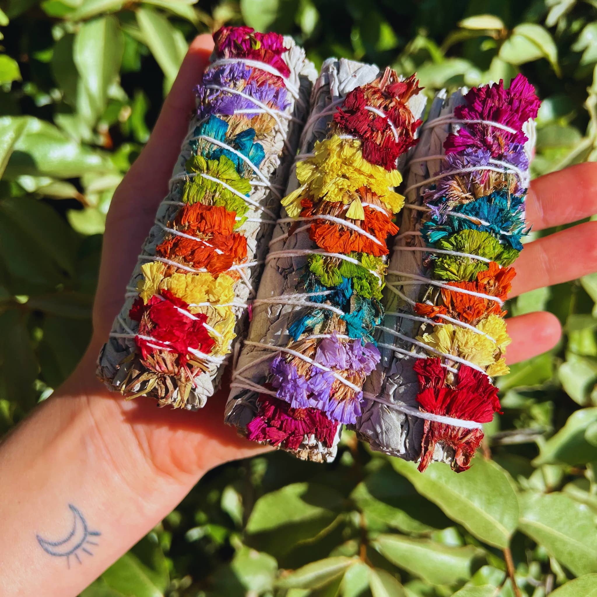 Third Eye Sage - Wholesale Sage Bundle - Rainbow Sinuata Flowers with White Sage Smudge Sticks Bundle1