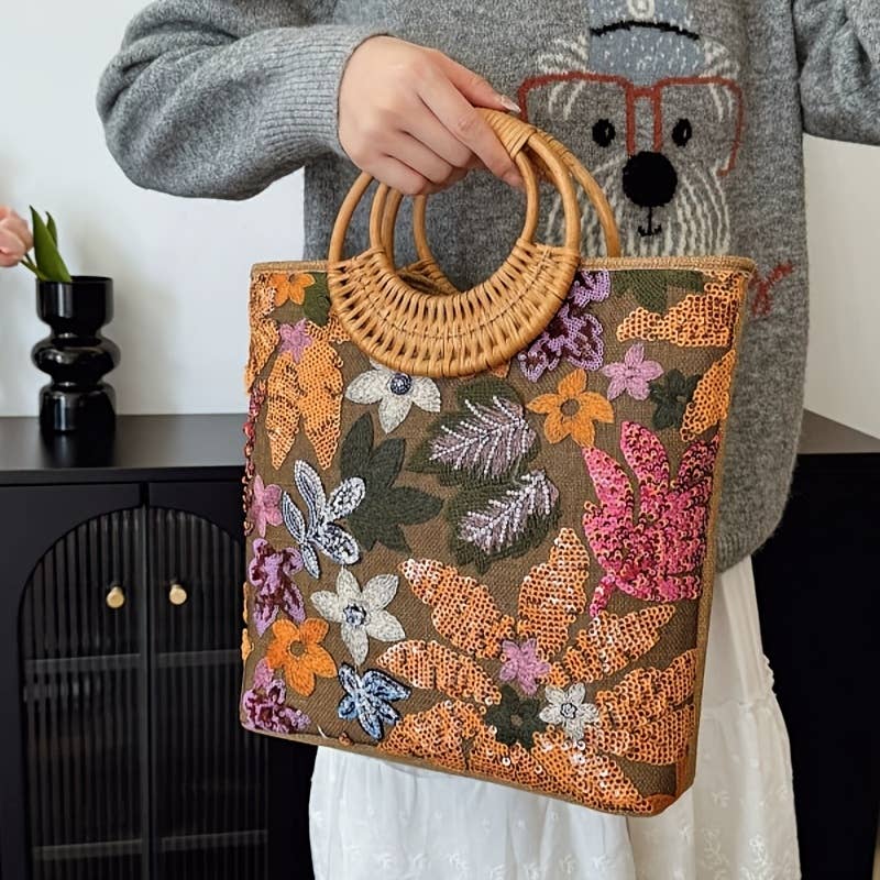 NARWEY INC – wholesale Tote bag – Women's – 1Pc High-End Glitter Straw Woven Tote Bag For Summer2