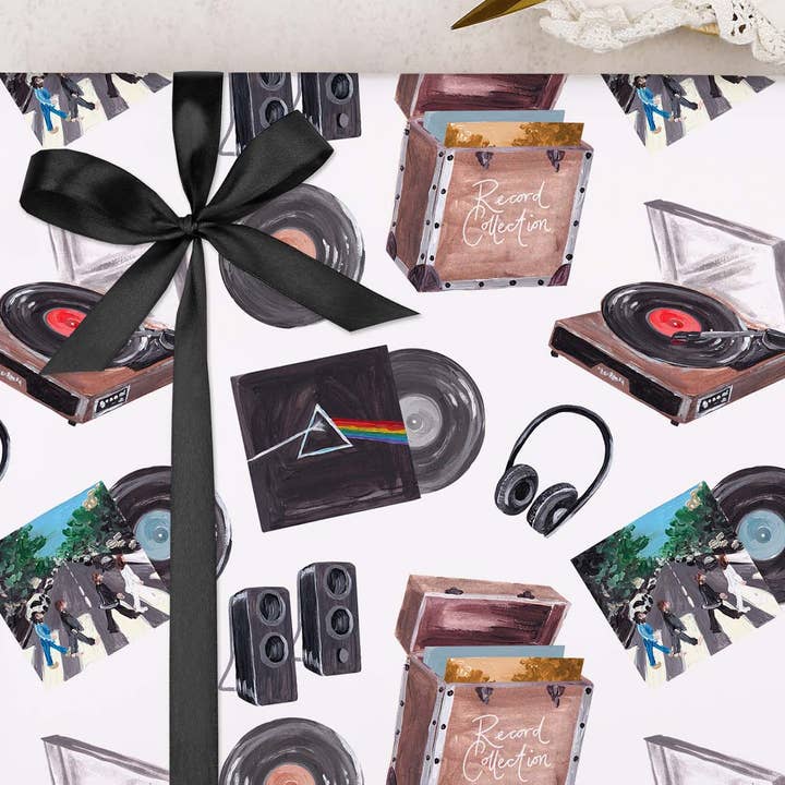 Making Meadows Ltd - Wholesale Flat Wrap - Vinyl Record Player Wrapping Paper | Gift Wrap
