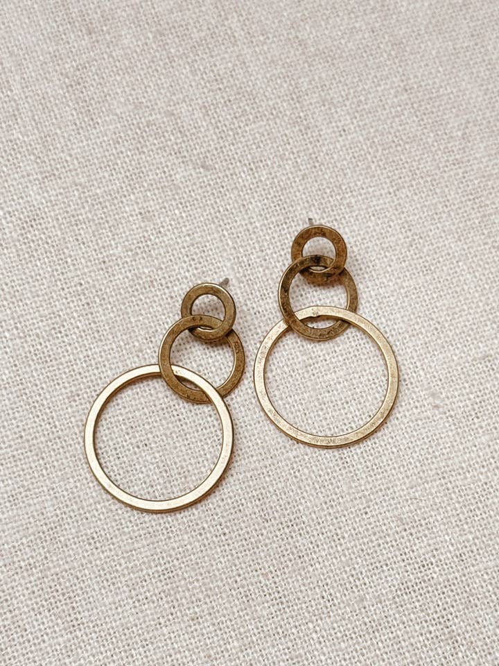 Bronze Circle Link Earrings – Modern Minimalist Jewelry for wholesale by Juniper Wish