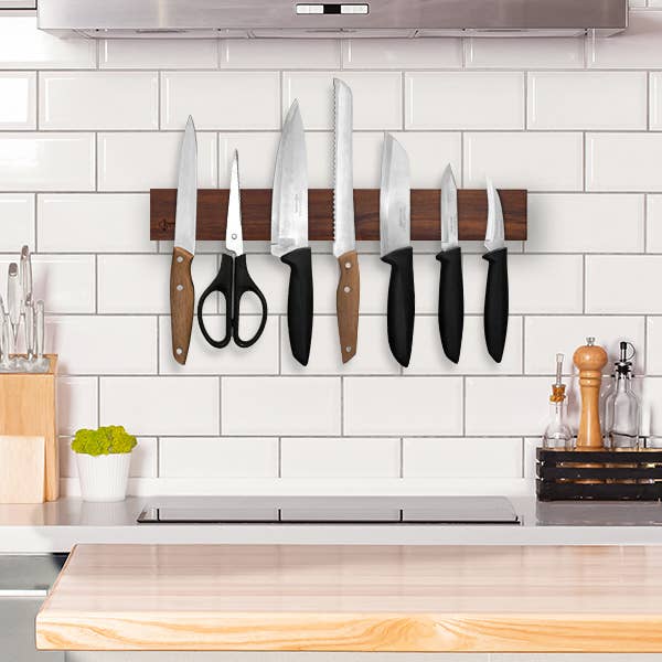 Senken Knives - Wholesale Knife Storage - Acacia Wood Magnetic Knife Strip - Wall Mounted Knife Holder