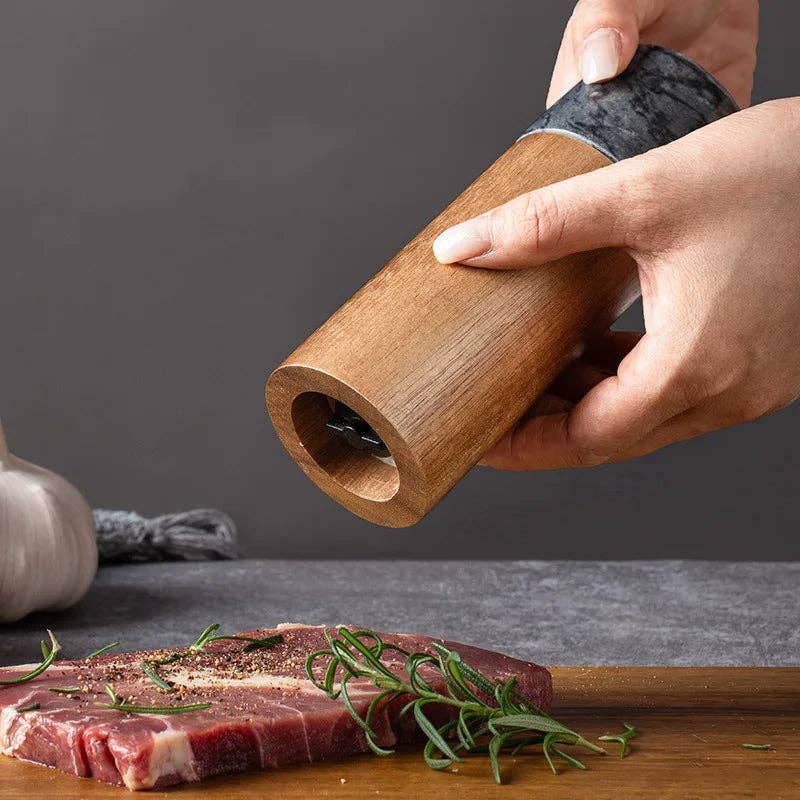 Kiyo Home - Wholesale Spice Mill - Marble & Acacia Wood Grinders2