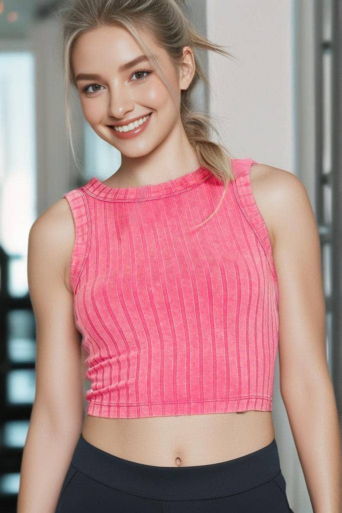 42POPS - Wholesale Tank Top - Women's - `.Ribbed Sleeveless Cropped Tank Top4