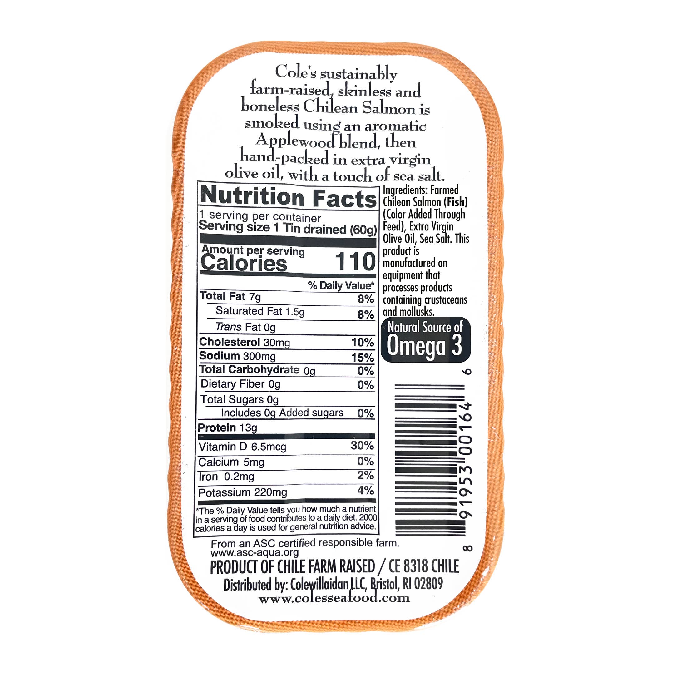 Cole's Seafood - Wholesale Tinned Fish - Patagonian Smoked Salmon Fillet in Extra Virgin Olive Oil1