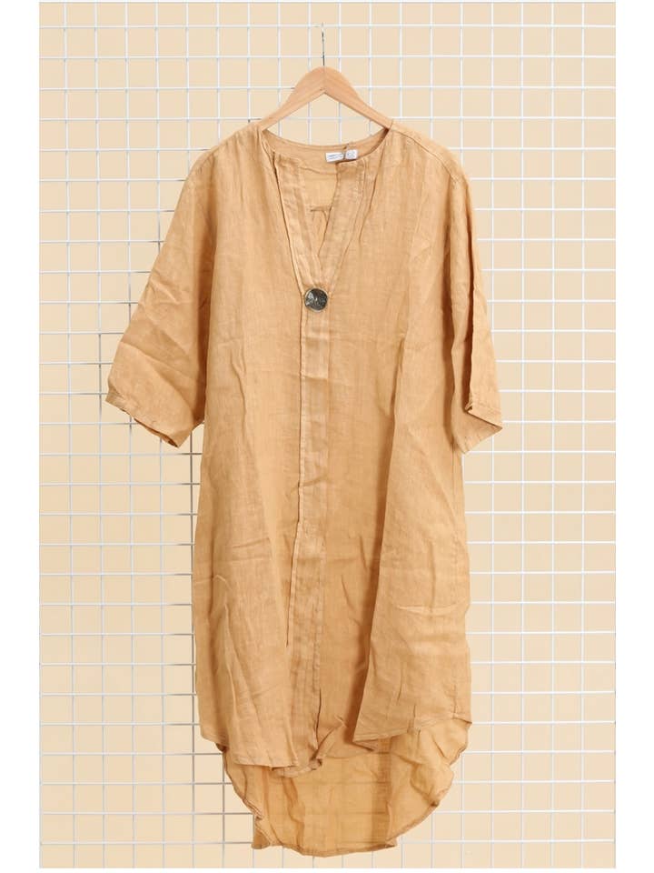 LÉA & LUC - Vente Robe – femme - Robes en 100% Lin avec un bouton REF. 55476