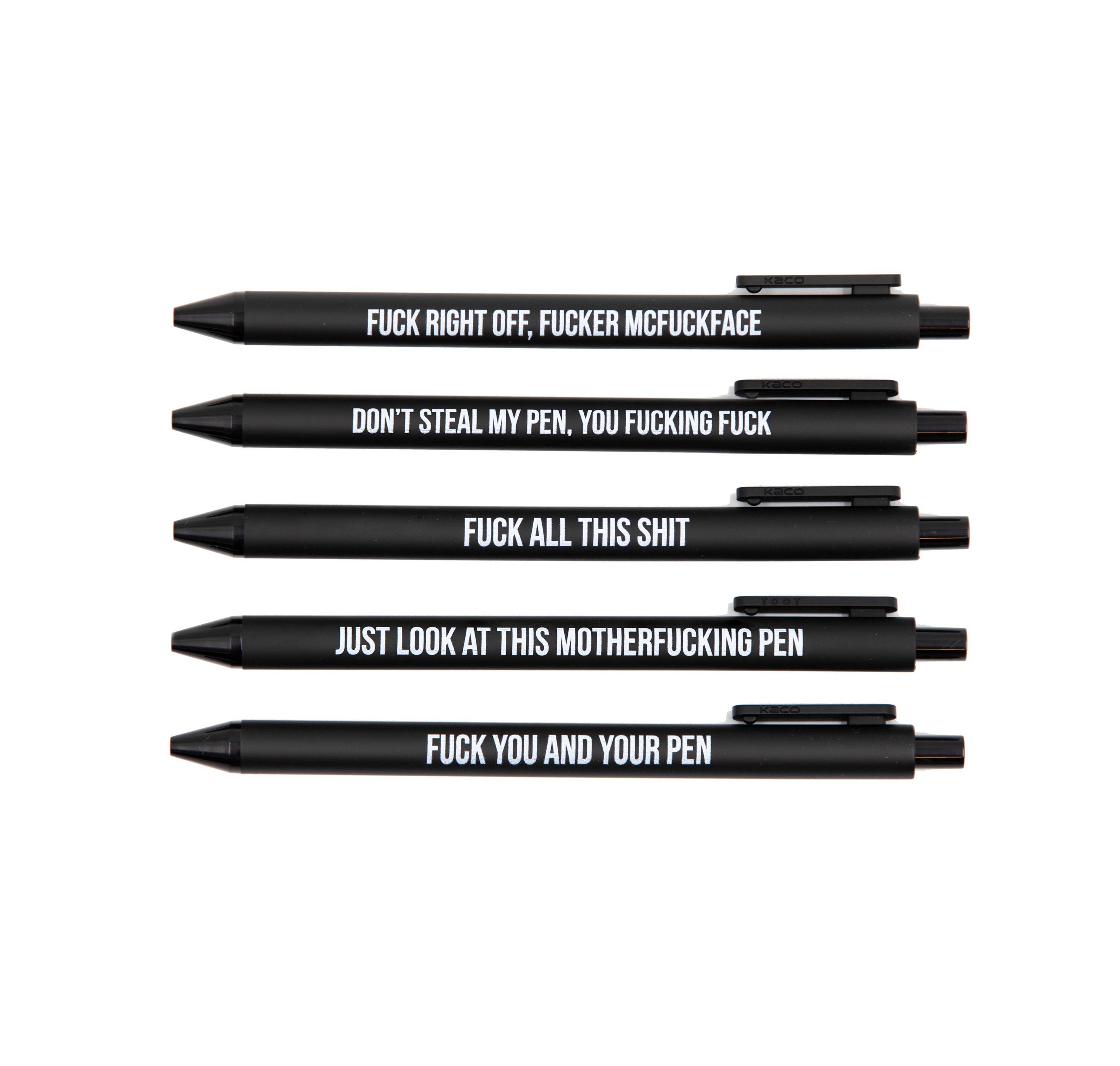 GetBullish – Großhandel Stift – Sweary Fuck Pens Cussing Pen Geschenkset, 5 schwarze Gelstifte6