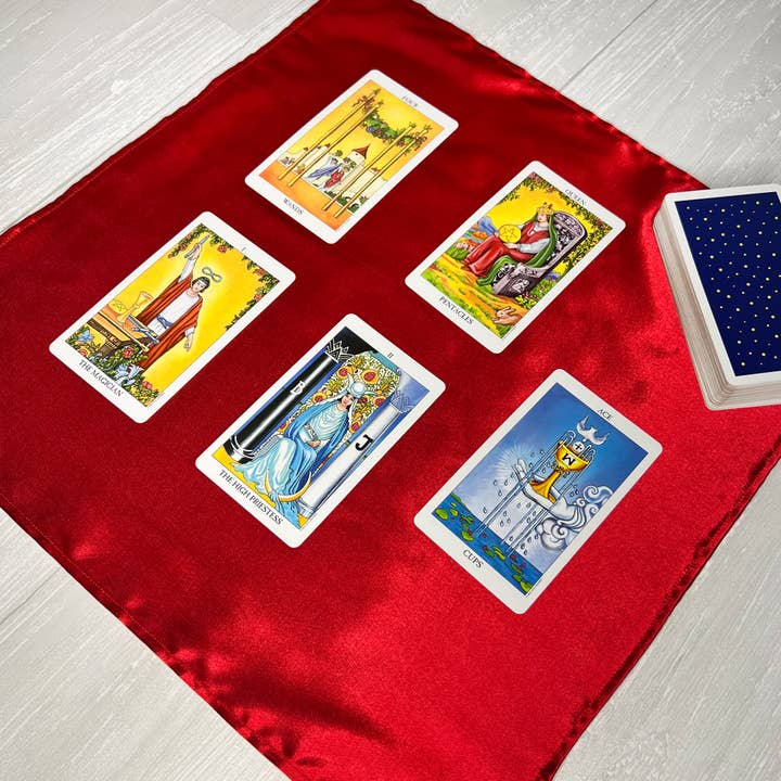 Threads of Tarot - Wholesale Tarot Cards - Red Satin Altar Cloth5