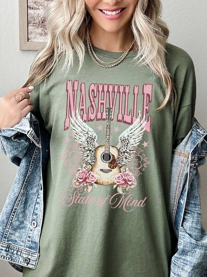 Nashville Rose Graphic Plus Tjock Bomulls-T-shirt för wholesale av COLORBEAR